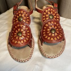 Sz 36 (5.5) Pikolinos Brown Leather Wedge Sandals
