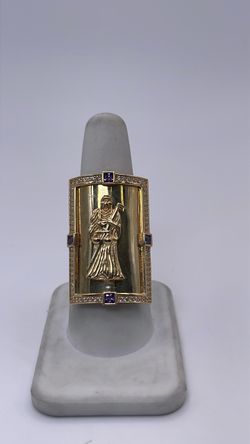 14k gold ring with Saint Death