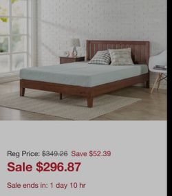 King Sized Brown wood bed frame