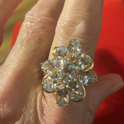 14k Large Aquamarine And Diamond Ring  6