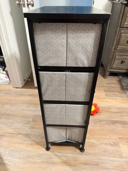 4-Drawer Fabric Dresser / Storage Organizer – Gray & Black