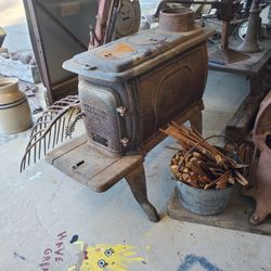 Vintage Cast Iron Box Wood Stove 2 Burner