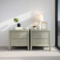 Refinished Sage Green Nightstands – Set of 2