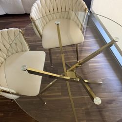 Modern Glass Dining Table + 2 Chairs – Like New (Only 1 Month!)