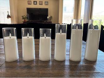 Set of 6 Battery-Operated LED Pillar Candles
