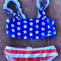 Girls Patriotic Star Stripe Bikini Swimsuit
