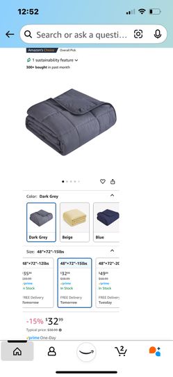 Weighted Blanket- 15lb, 48”x72” Twin 