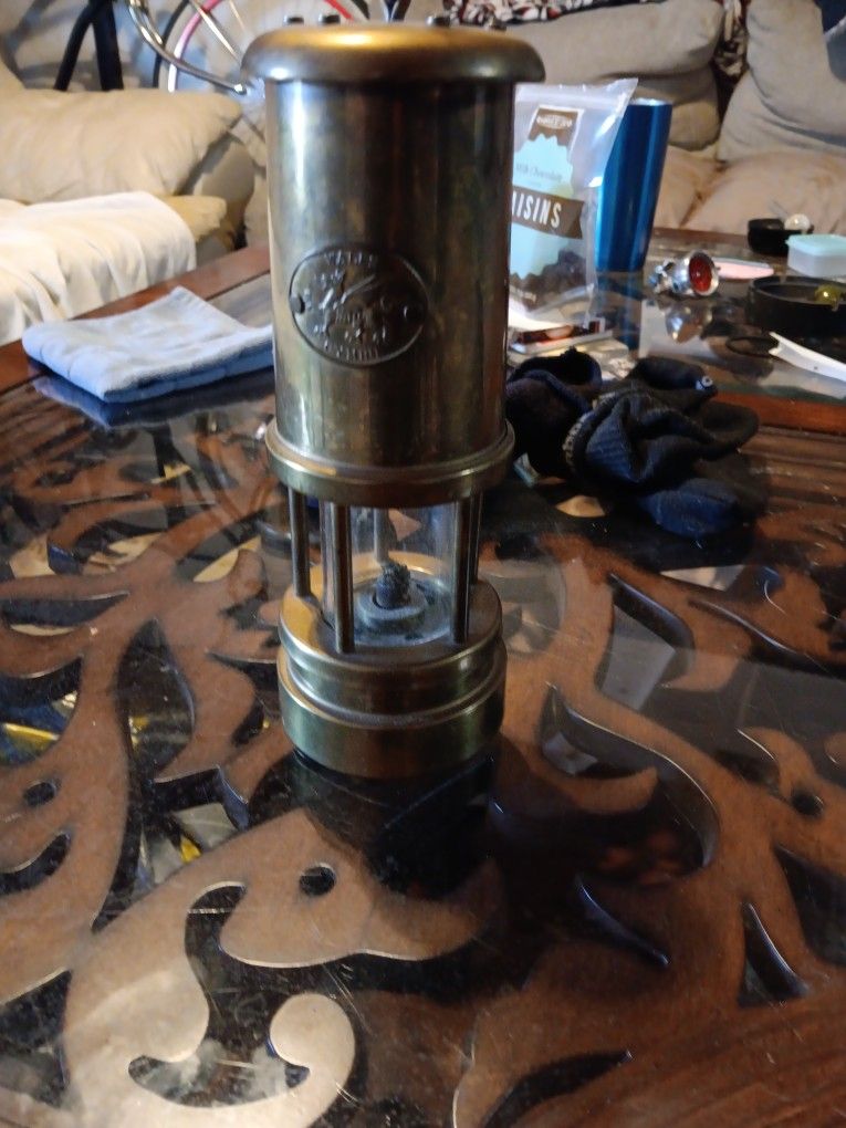 Vintage Coal Miners Oil Lamp One Minor Dent On Base Otherwise It's In Perfect Condition