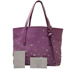 JIMMY CHOO Sasha Star-Studded Shoulder Bag in Magenta with Purple Rhinestones