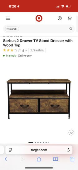 Pre-built: 2 Drawer TV Stand Dresser with Wood Top