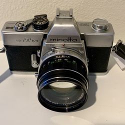 Minolta SRT 101 Camera w/ Rokkor-PF Lens 1:1.7 f=55mm Black Leather Case