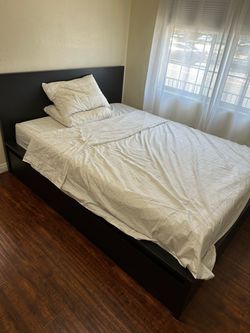 IKEA Malm bed frame queen size with slats and storage included