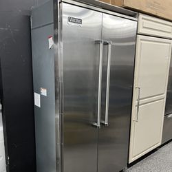 Viking Pro Stainless Steel Built In 42” Fridge Side By Side Open Box 