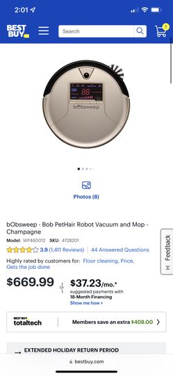 Brand new Unopened bObsweep - Bob PetHair Robot Vacuum and Mop, Champagne color