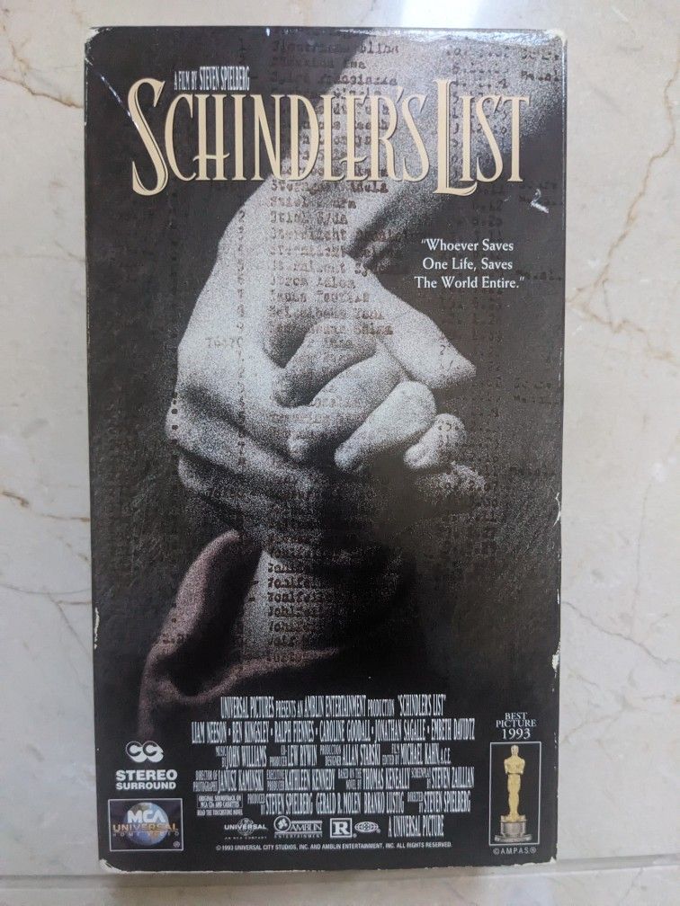 Schindler's List VHS (2 Tapes)