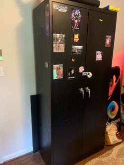 Black metal cabinet