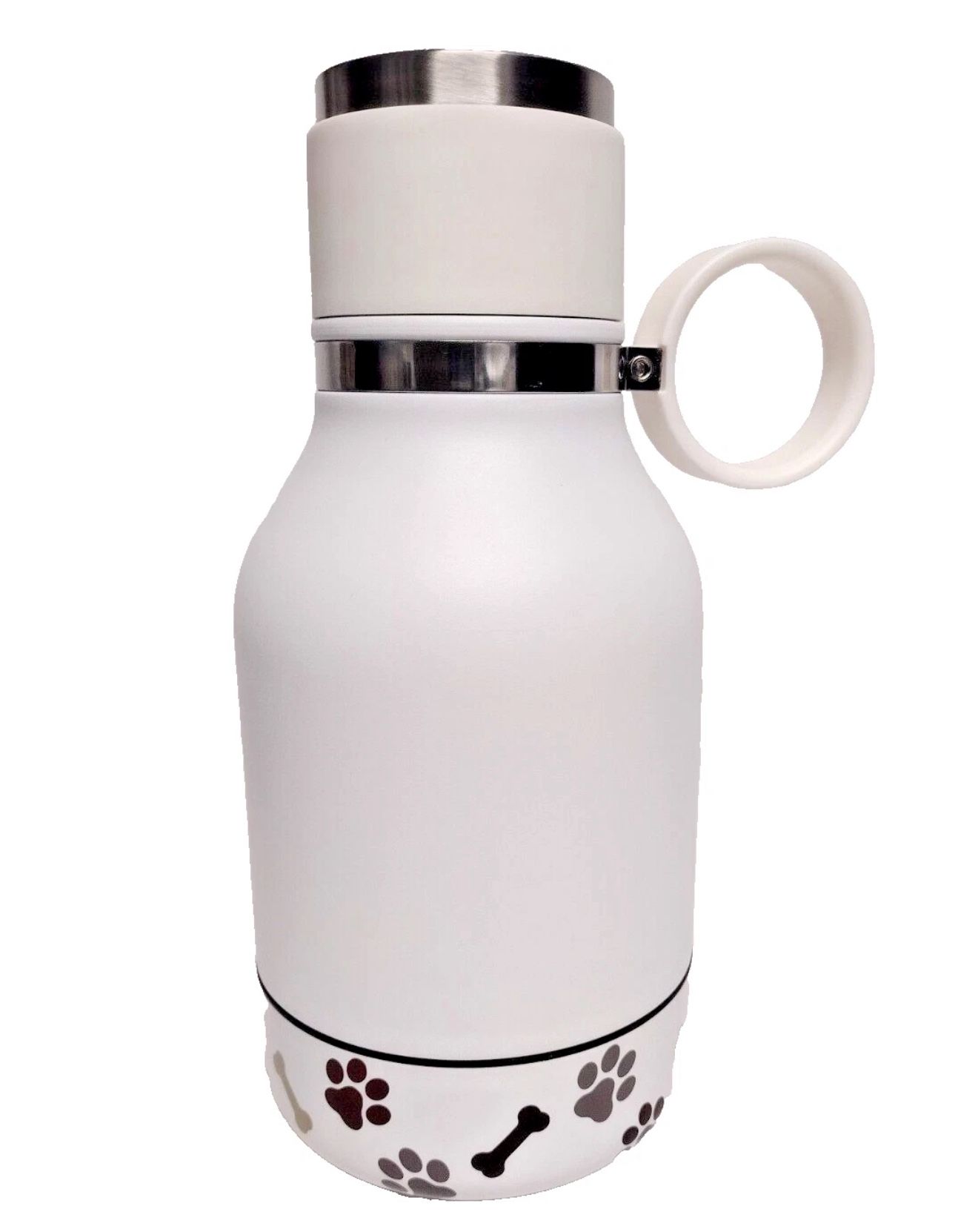 Asobu Water bottle for humans & dogs or cats with detachable dog/cat bowl -White