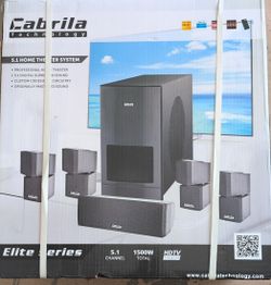 Cabrilla Technology Elite Series 5.1 1500W Home Theater Speaker System. New