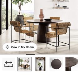 Crate & Barrel Zahn 54" Charcoal Grey Round Dining Table