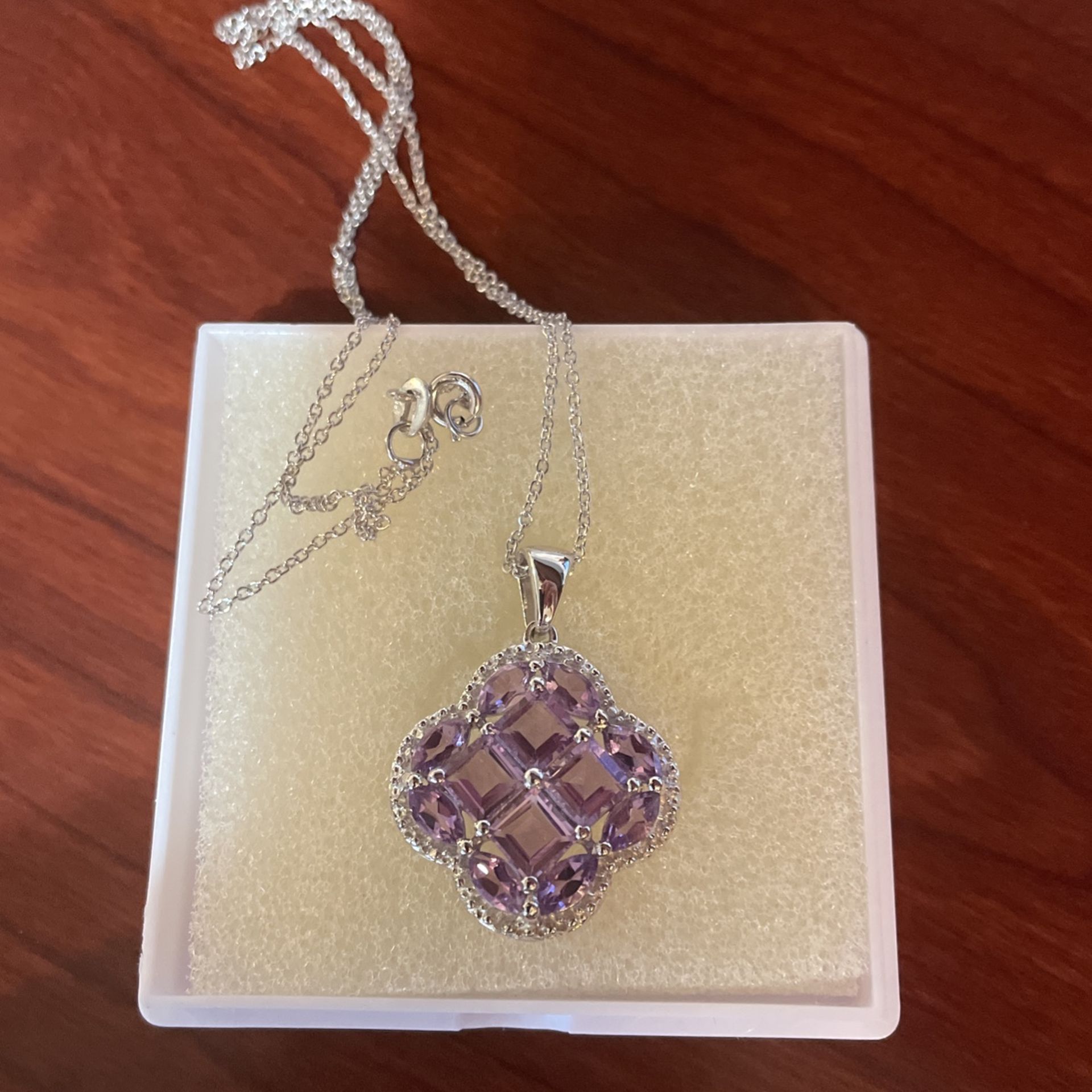 Unique 4.46 Ct Marquise Amethyst Necklace With 18” Chain