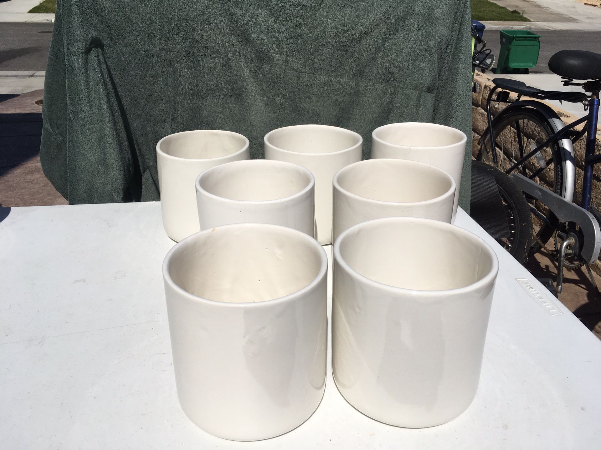 Ceramic Planter Pots, Succulent Cactus Plant White Cylindrical Containers,5”W X 5 1/2”H $4. Ea