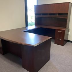 Used Office Desk U-Shape Executive Design With Overhead