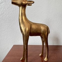 Mid Century Modern Vintage Brass Deer Statue