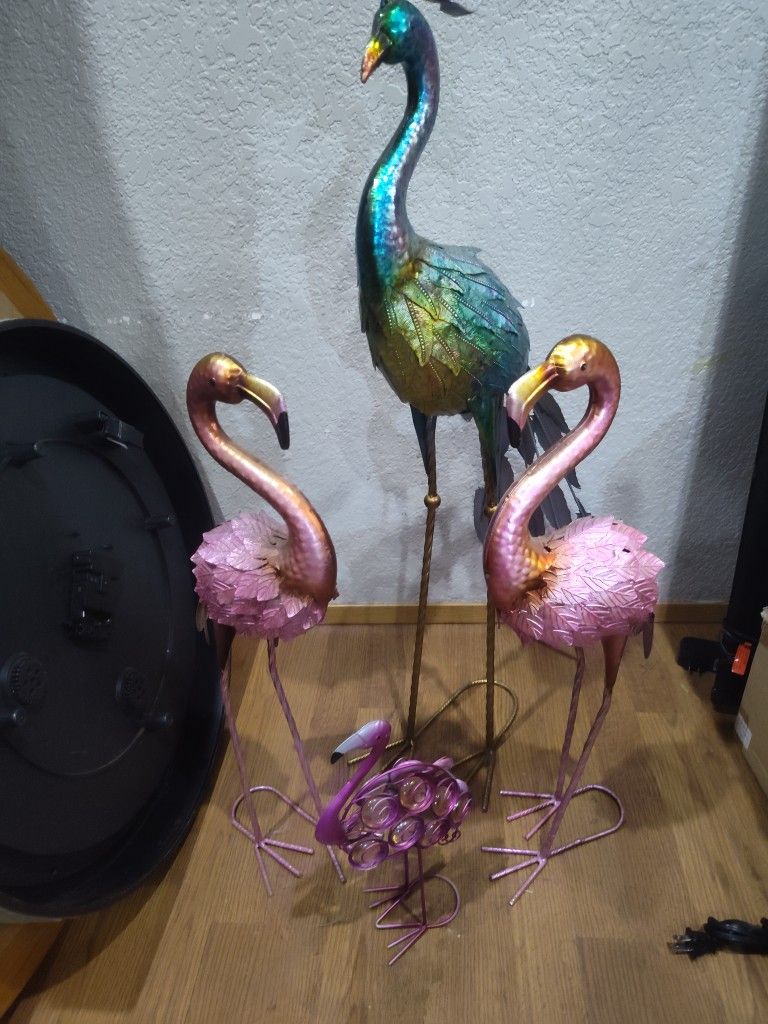 Flamingo And Peacocks