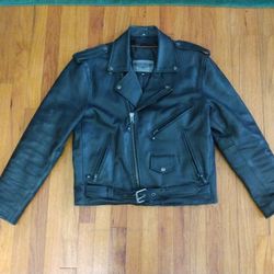 Men's Dream Apparel Black Leather Motorcycle Riding Biker Jacket 40