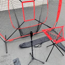 New $95 Baseball (3pc) Practice Set includes the 7x7’ Net Bow Frame, Ball Tee and Caddy Bag