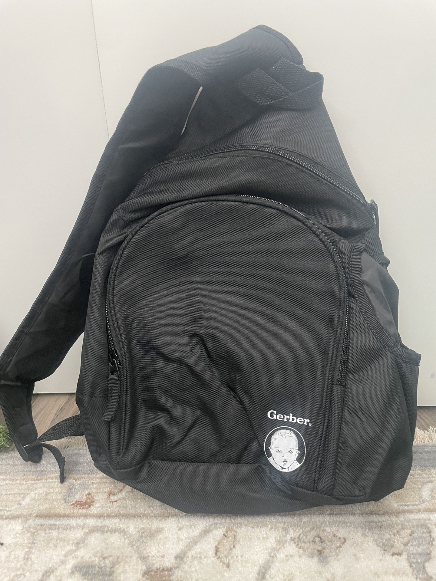 Gerber Baby Backpack Shoulder Sling w/ Diaper changing pad, Insulated Bottle Bag