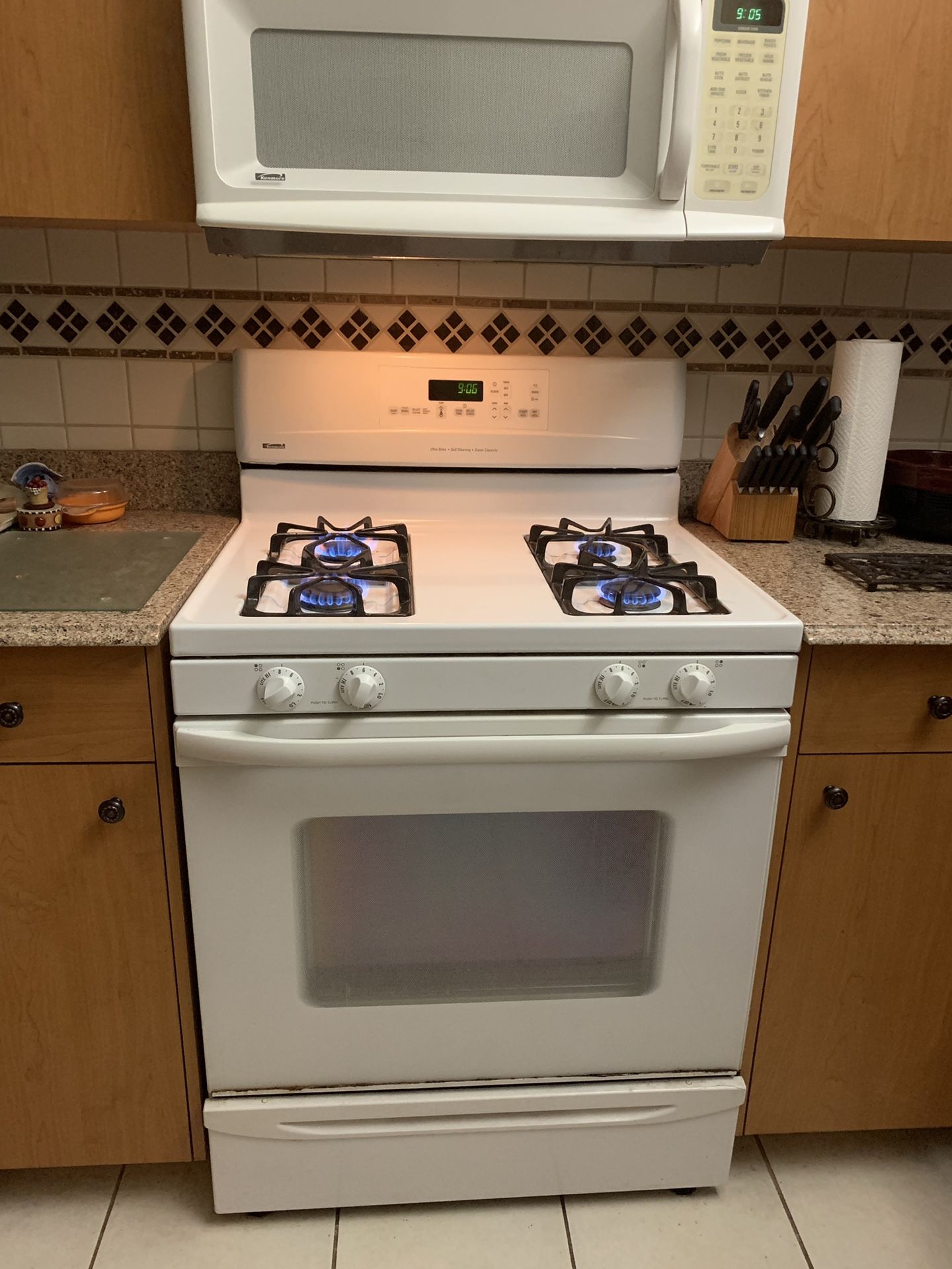 Gas range and microwave