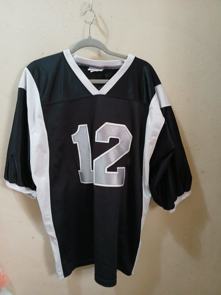 Black And White Teen Works To Jersey Number 12 Size Extra Large Excellent Condition