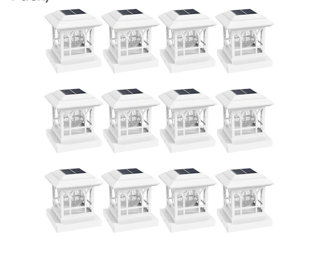 7557: New Fence Post Solar Lights, Crackle Glass Solar Post Cap Lights, 20 Lumens, Warm White & RGB Automatic Cycling 2 Modes for 3.6x3.6 4x4 4.5x4.5