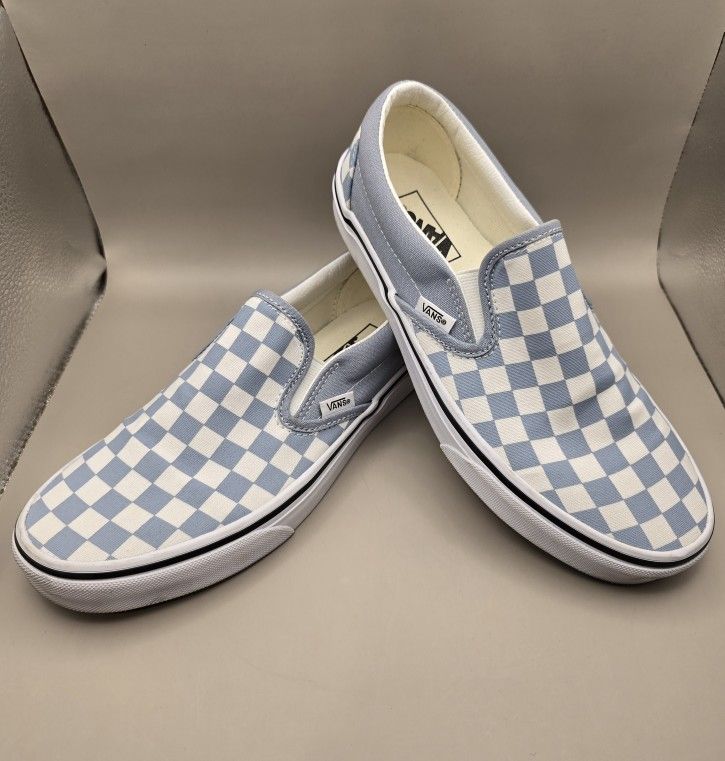 VANS Classic Slip On Checkerboard Baby Blue Women's 8.5 Men's 7