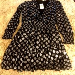 Michael Michael Kors Womans BLACK/SILVER Ruffle Wrap Dress