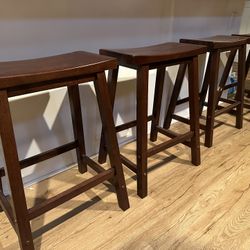 Set Of Wooden Bar Stools (5)