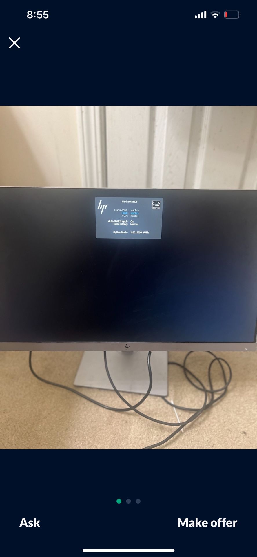 HP Dual Monitors (2) $120