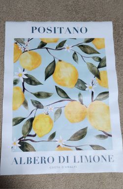 20x27 Canvas Painting Print, Famous Art Positano, Lemons, Albero Di Limone,Italy. Picture. Wooden Frame 24x16 Included But You Have To Attach Yourself