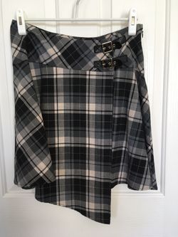 Bebe Plaid Skirt Black/Grey (8)