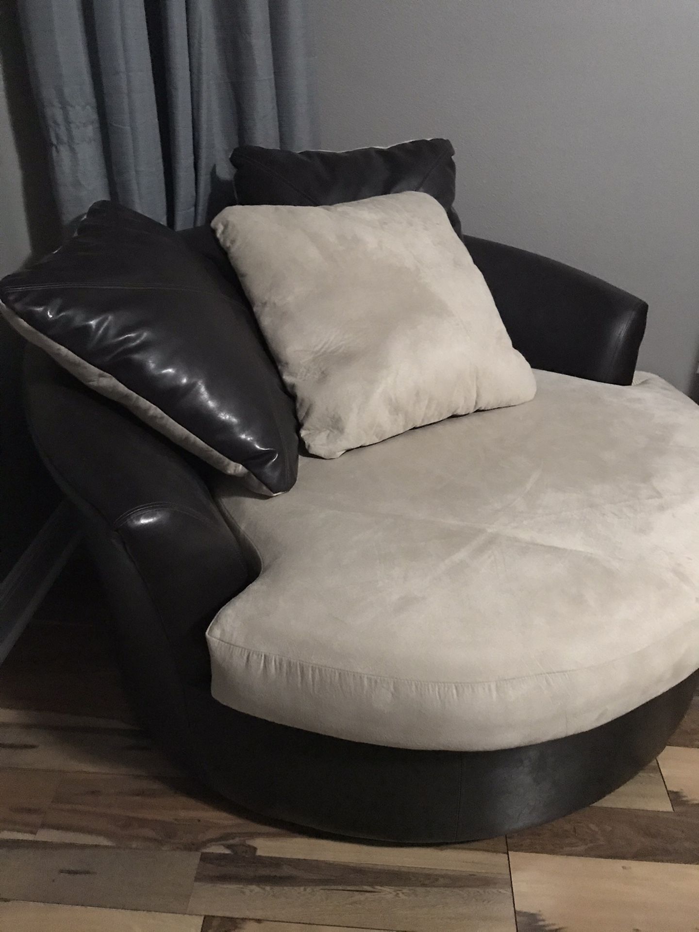 Ashley Furniture Micro fiber oversized round swivel chair in excellent condition