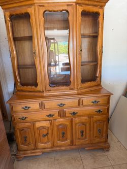 Traditional maple China cabinet