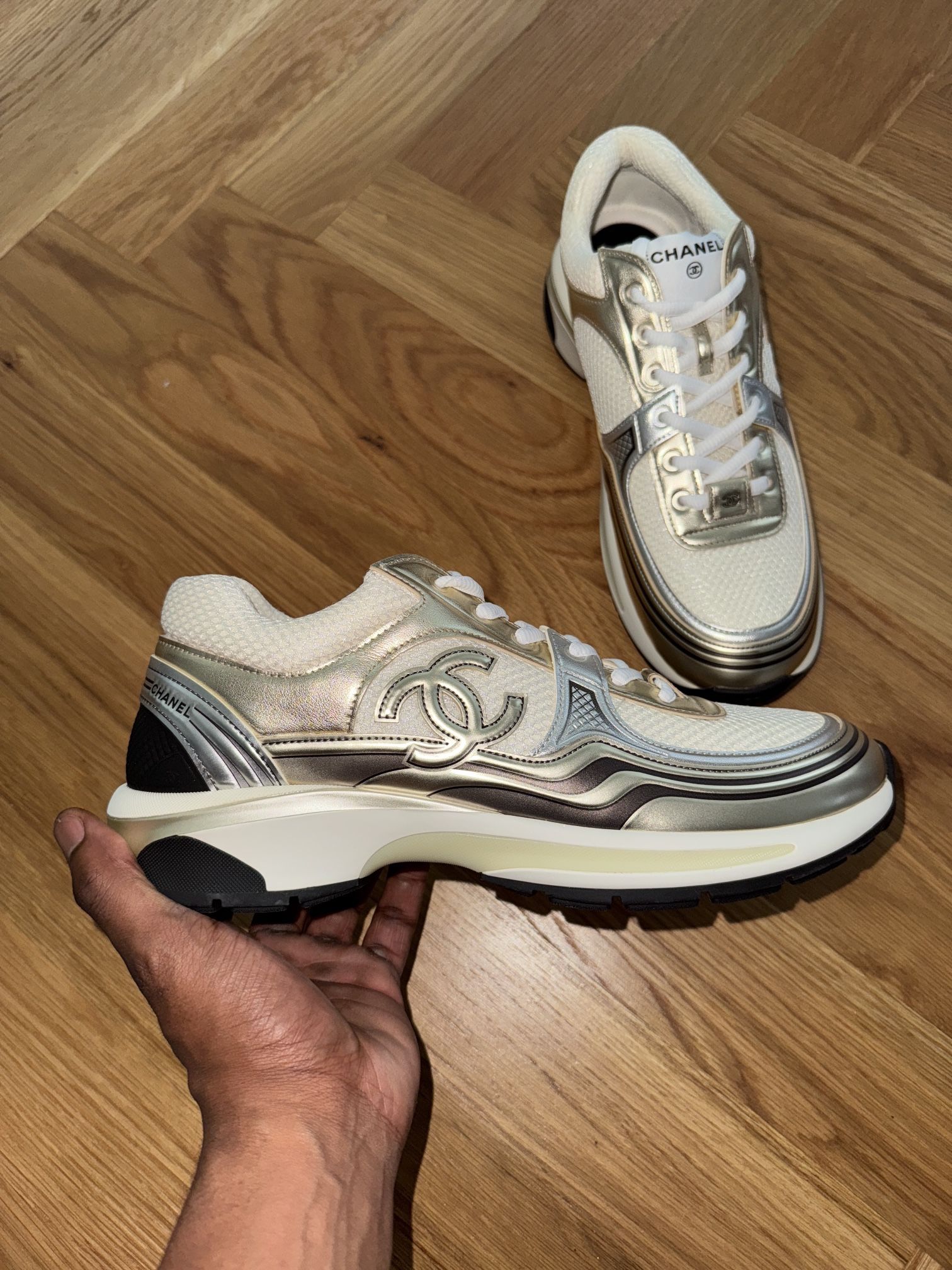 Chanel CC Runner Gold Laminate Size 11