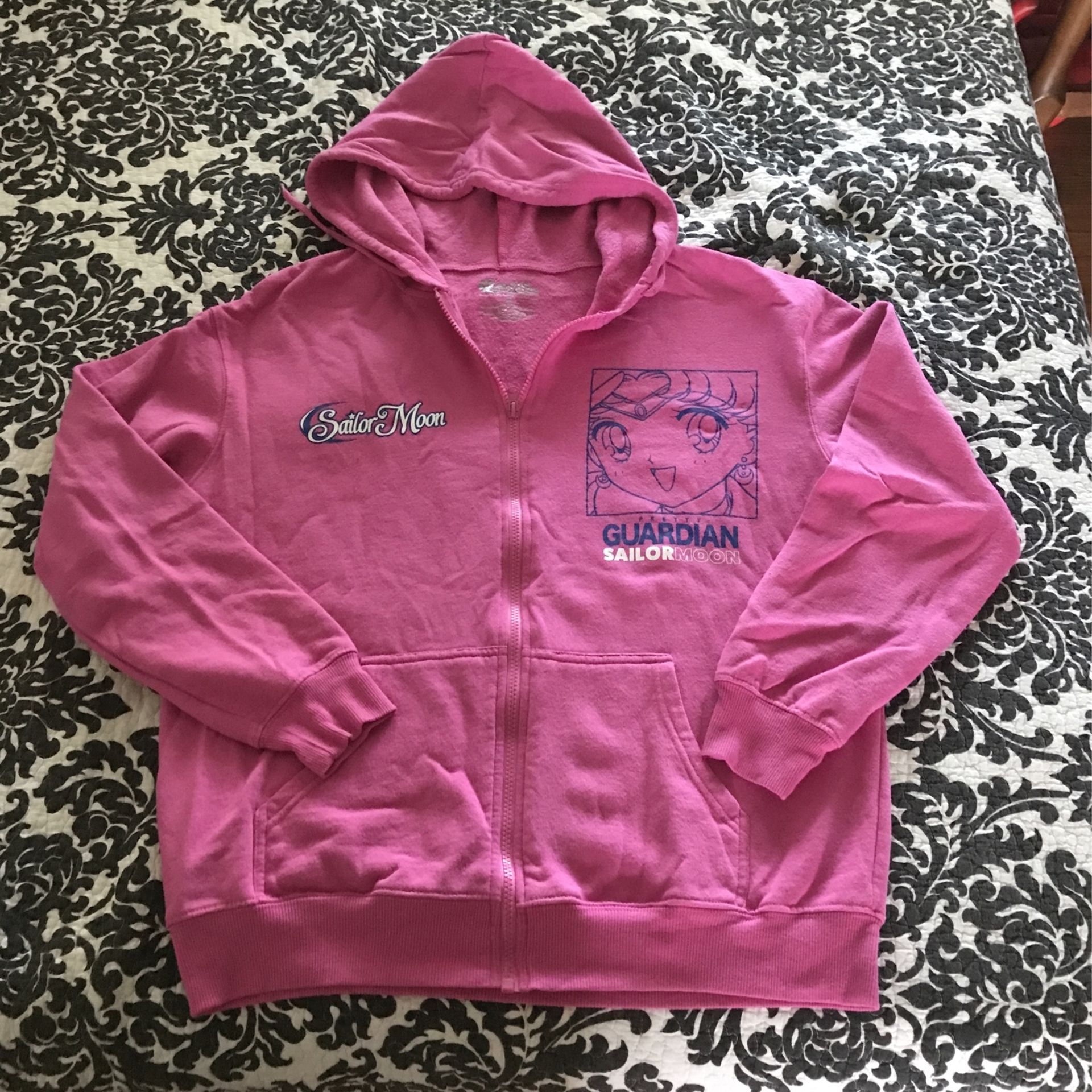 Pink Sailor Moon zip up hoodie sweater