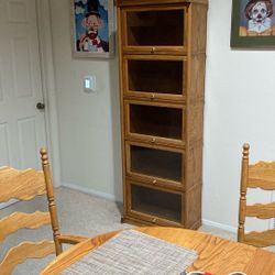Solid Oak Bookcase with Glass Doors-Great Condition