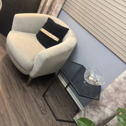 One Chair And Side Table. 