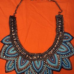 Bead Embroidered Statement Necklace: