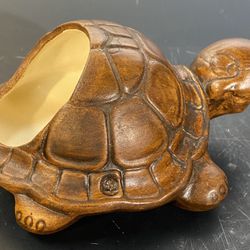 Vintage 50s Treasure Craft Pottery Turtle Salt Pig Ashtray