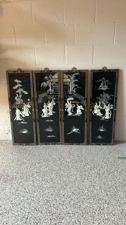 Chinese lacquer wall panels
