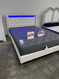 New Queen bed frame with mattress